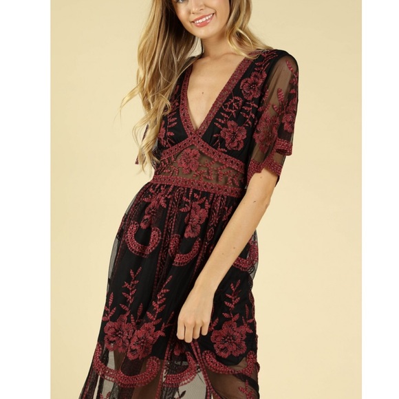 *Sale*Sheer Embroidered Lace Maxi Dress - Picture 2 of 6